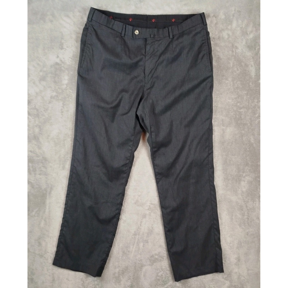 Isaia Napoli Aquaspider Dress Pants Mens‎ 34x30 Dark Gray 100% Wool Italy Made